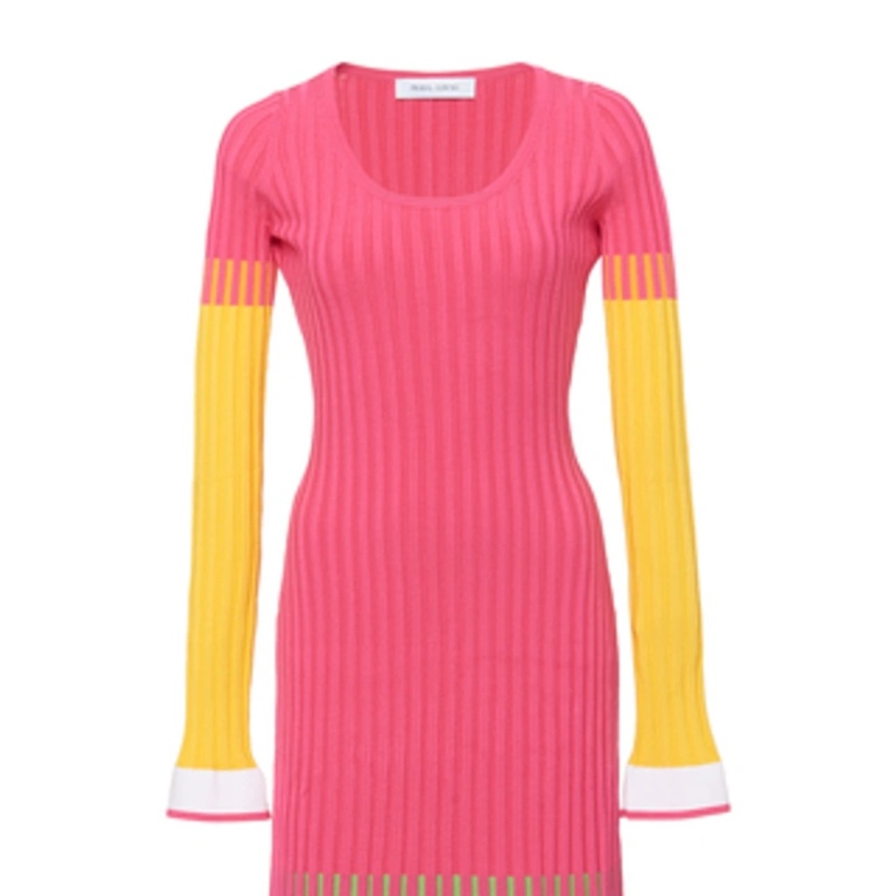 NWOT Prabal Gurung Colorblock Ribbed-Knit Midi Dress  (small size, never worn)